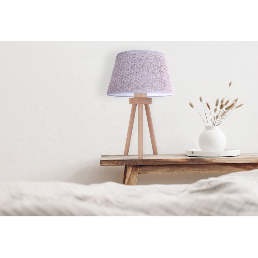 Duolla - Galda lampa BOUCLE 1xE27/15W/230V d. 28 cm pelēka/koks