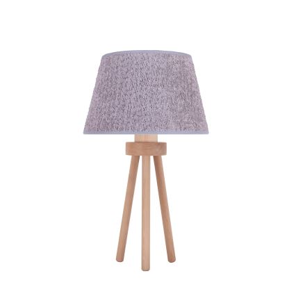 Duolla - Galda lampa BOUCLE 1xE27/15W/230V d. 28 cm pelēka/koks