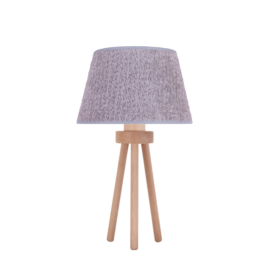 Duolla - Galda lampa BOUCLE 1xE27/15W/230V d. 28 cm pelēka/koks