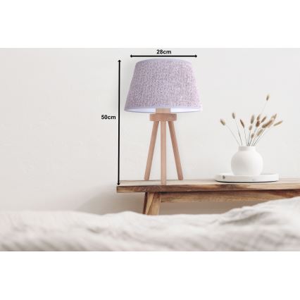 Duolla - Galda lampa BOUCLE 1xE27/15W/230V d. 28 cm pelēka/koks