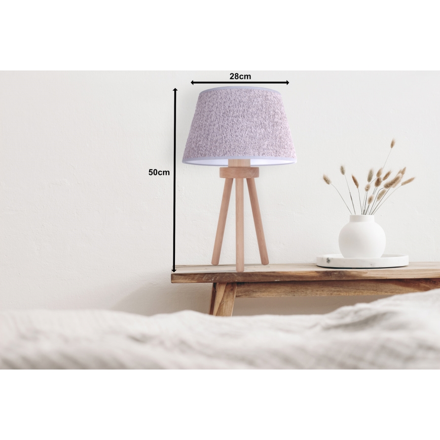 Duolla - Galda lampa BOUCLE 1xE27/15W/230V d. 28 cm pelēka/koks