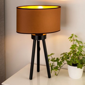 Duolla - Galda lampa OVAL VEGAN 1xE27/15W/230V d. 30 cm brūna