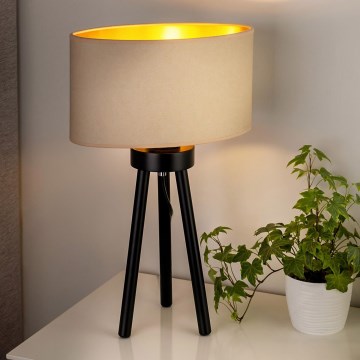 Duolla - Galda lampa OVAL VEGAN 1xE27/15W/230V d. 30 cm krēmkrāsa