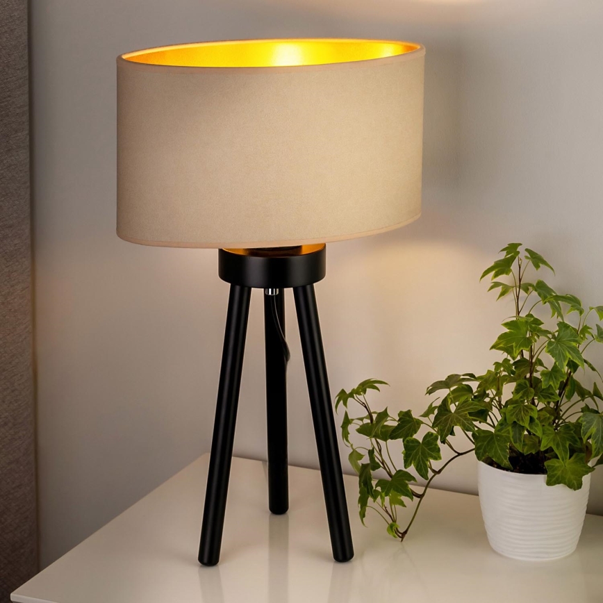 Duolla - Galda lampa OVAL VEGAN 1xE27/15W/230V d. 30 cm krēmkrāsa