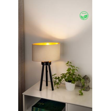 Duolla - Galda lampa OVAL VEGAN 1xE27/15W/230V d. 30 cm krēmkrāsa
