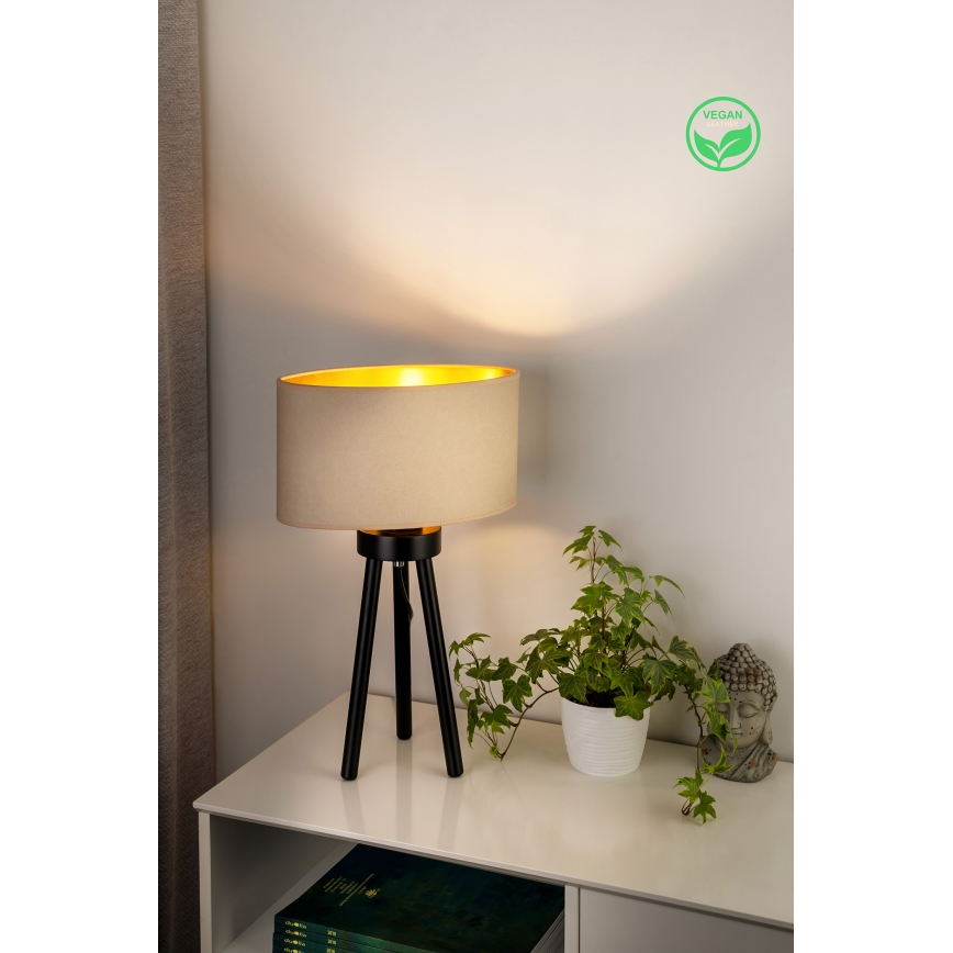 Duolla - Galda lampa OVAL VEGAN 1xE27/15W/230V d. 30 cm krēmkrāsa