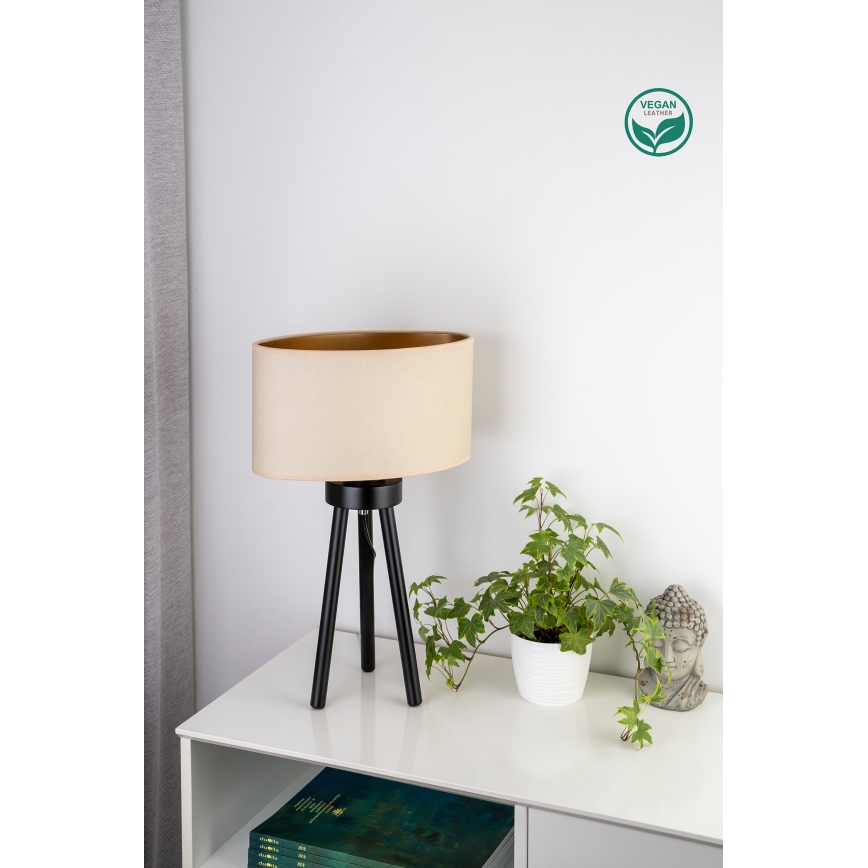 Duolla - Galda lampa OVAL VEGAN 1xE27/15W/230V d. 30 cm krēmkrāsa