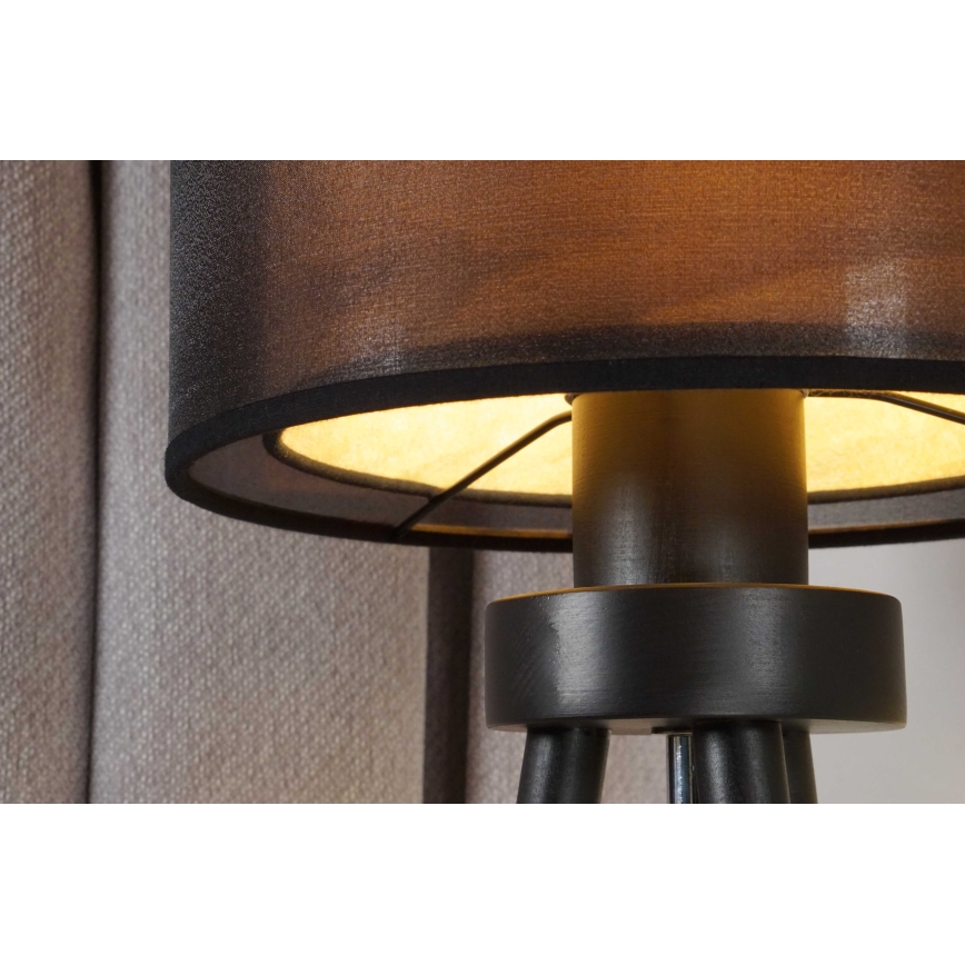 Duolla - Galda lampa WOOD BOHO 1xE27/15W/230V d. 25 cm melna/bēša