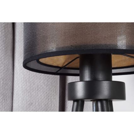 Duolla - Galda lampa WOOD BOHO 1xE27/15W/230V d. 25 cm melna/bēša