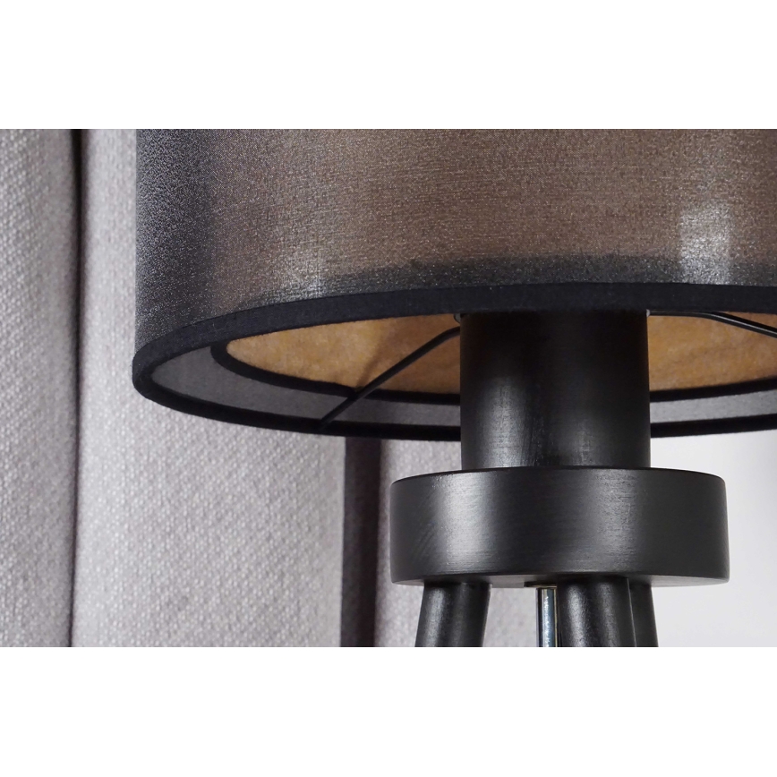 Duolla - Galda lampa WOOD BOHO 1xE27/15W/230V d. 25 cm melna/bēša