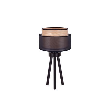 Duolla - Galda lampa WOOD BOHO 1xE27/15W/230V d. 25 cm melna/bēša