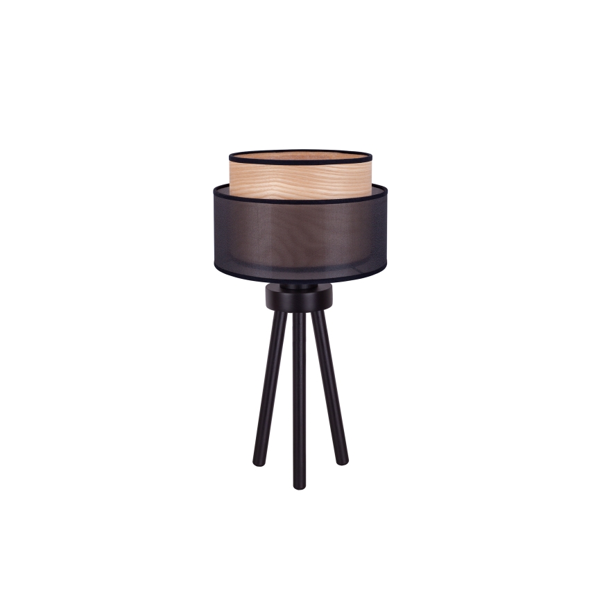 Duolla - Galda lampa WOOD BOHO 1xE27/15W/230V d. 25 cm melna/bēša