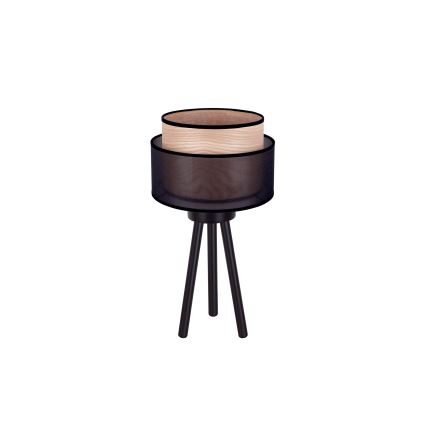 Duolla - Galda lampa WOOD BOHO 1xE27/15W/230V d. 25 cm melna/bēša