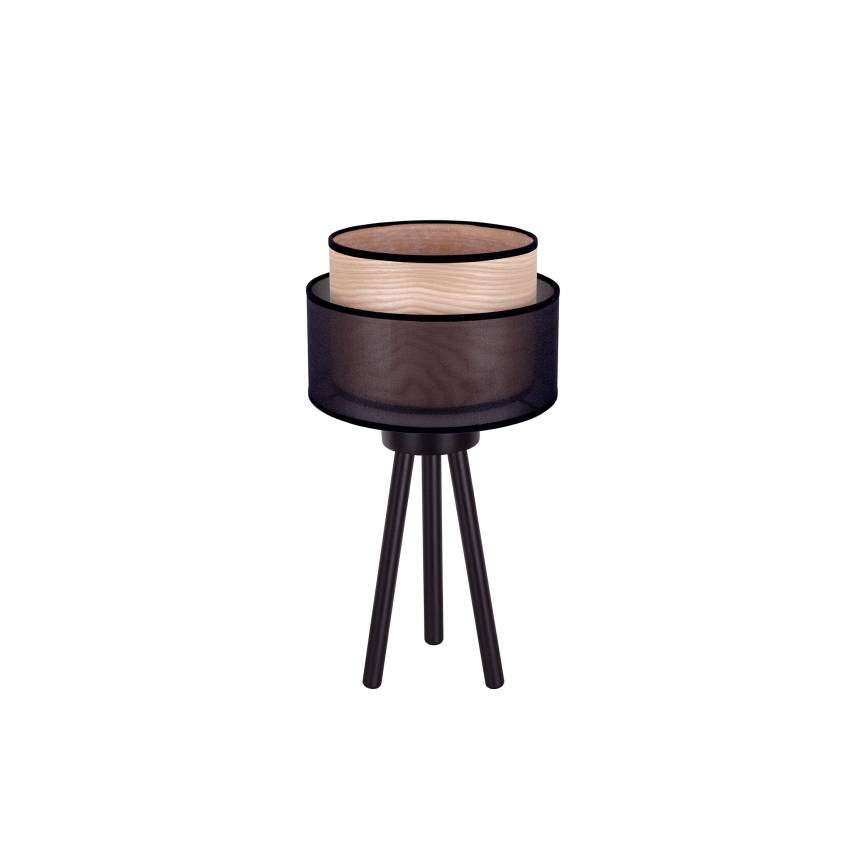 Duolla - Galda lampa WOOD BOHO 1xE27/15W/230V d. 25 cm melna/bēša