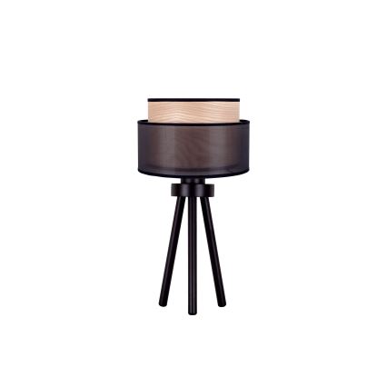 Duolla - Galda lampa WOOD BOHO 1xE27/15W/230V d. 25 cm melna/bēša