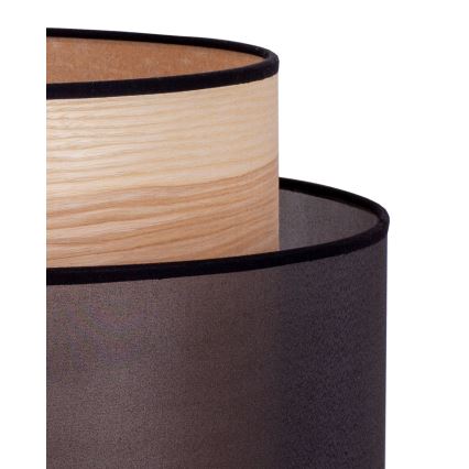 Duolla - Galda lampa WOOD BOHO 1xE27/15W/230V d. 25 cm melna/bēša