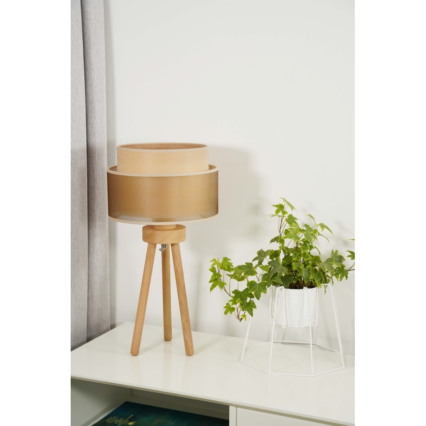 Duolla - Galda lampa WOOD BOHO 1xE27/15W/230V d. 25 cm varš/brūna/bēša