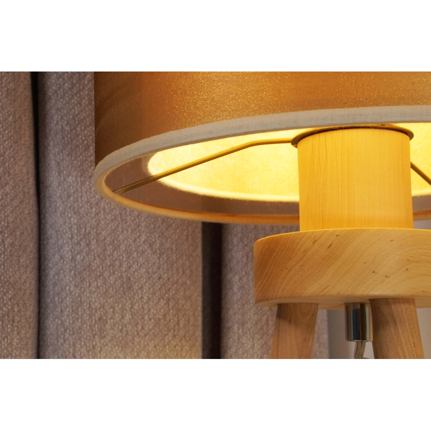 Duolla - Galda lampa WOOD BOHO 1xE27/15W/230V d. 25 cm varš/brūna/bēša
