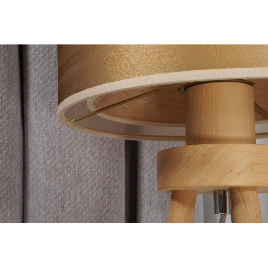 Duolla - Galda lampa WOOD BOHO 1xE27/15W/230V d. 25 cm varš/brūna/bēša