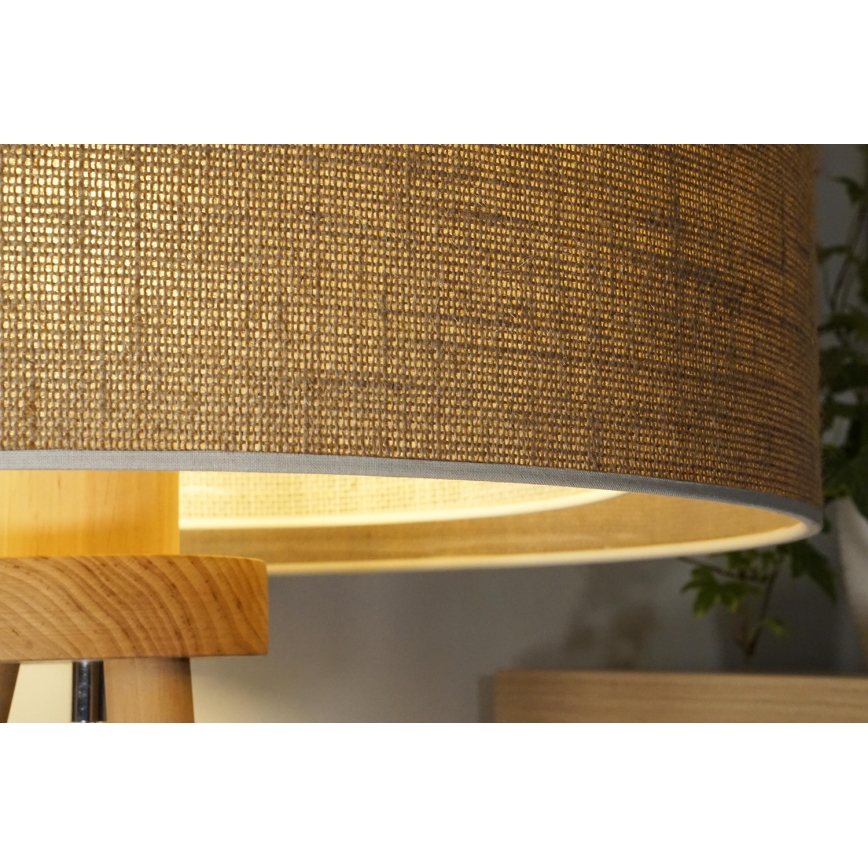 Duolla - Galda lampa YUTE BOHO 1xE27/15W/230V d. 25 cm brūna/krēmkrāsa