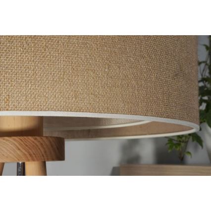 Duolla - Galda lampa YUTE BOHO 1xE27/15W/230V d. 25 cm brūna/krēmkrāsa