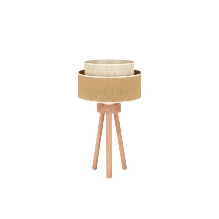 Duolla - Galda lampa YUTE BOHO 1xE27/15W/230V d. 25 cm brūna/krēmkrāsa