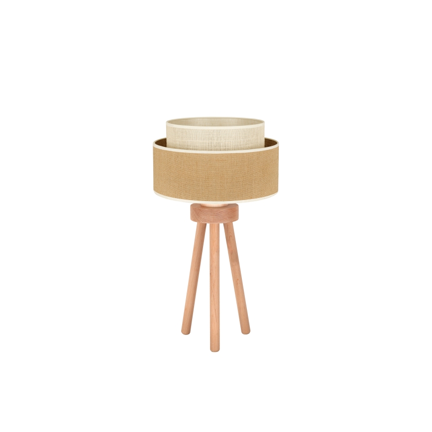 Duolla - Galda lampa YUTE BOHO 1xE27/15W/230V d. 25 cm brūna/krēmkrāsa