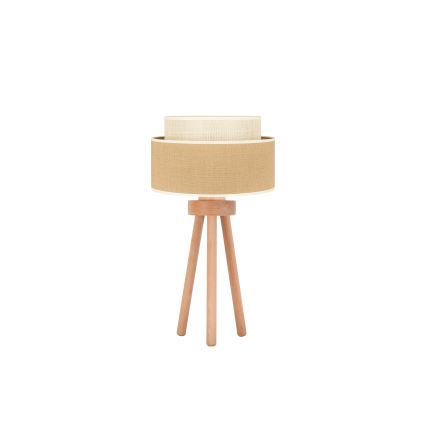 Duolla - Galda lampa YUTE BOHO 1xE27/15W/230V d. 25 cm brūna/krēmkrāsa