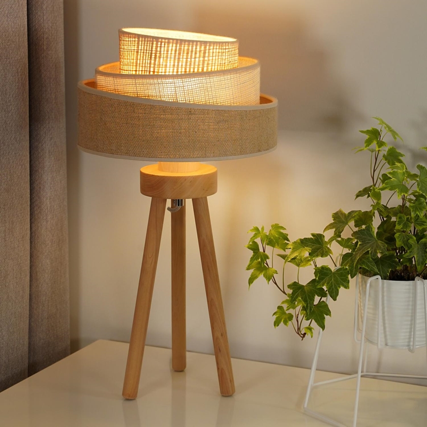Duolla - Galda lampa YUTE TRIO 1xE27/15W/230V d. 25 cm brūna/pelēka/bēša