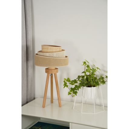 Duolla - Galda lampa YUTE TRIO 1xE27/15W/230V d. 25 cm brūna/pelēka/bēša