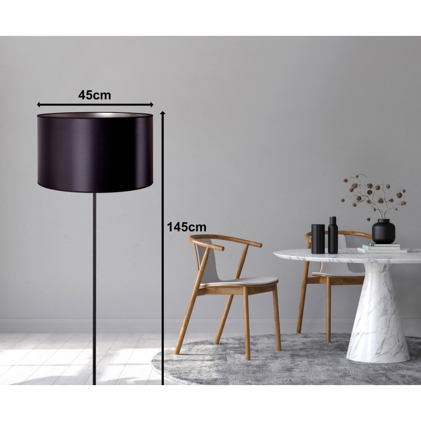 Duolla - Grīdas stāvlampa CANNES 1xE27/15W/230V d. 45 cm melna/sudraba