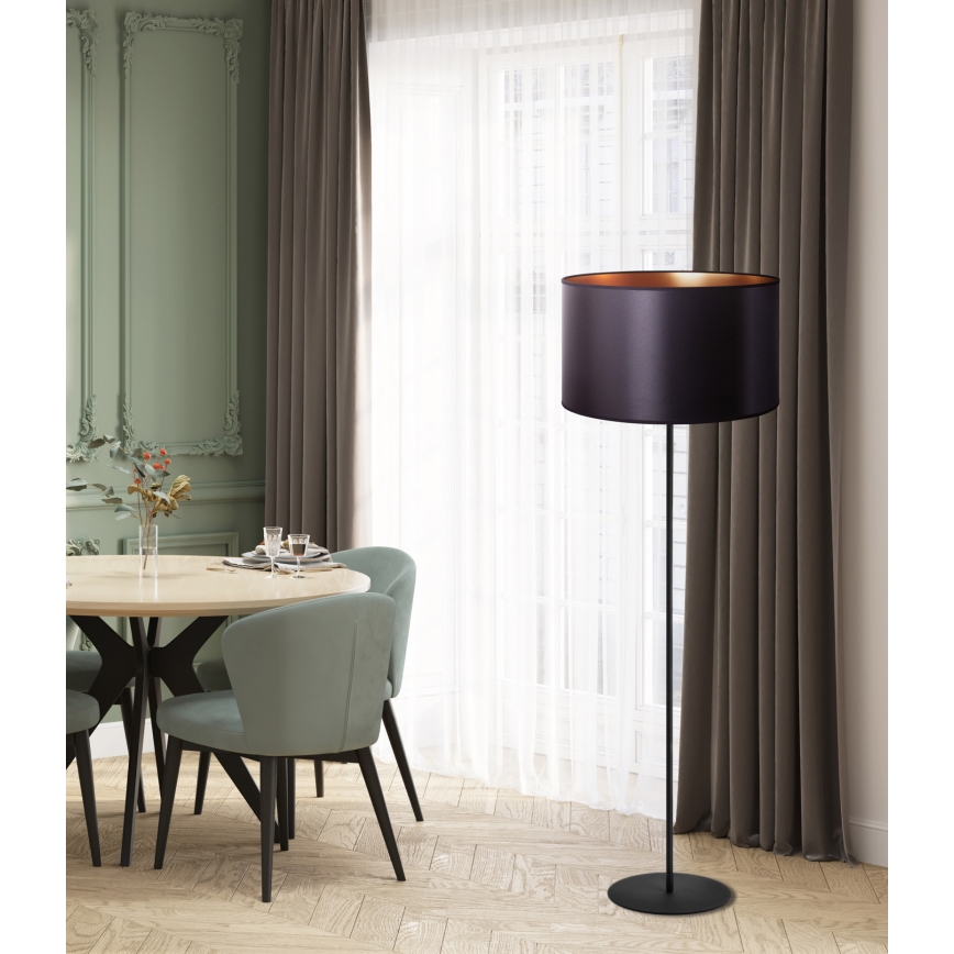 Duolla - Grīdas stāvlampa CANNES 1xE27/15W/230V d. 45 cm melna/varš
