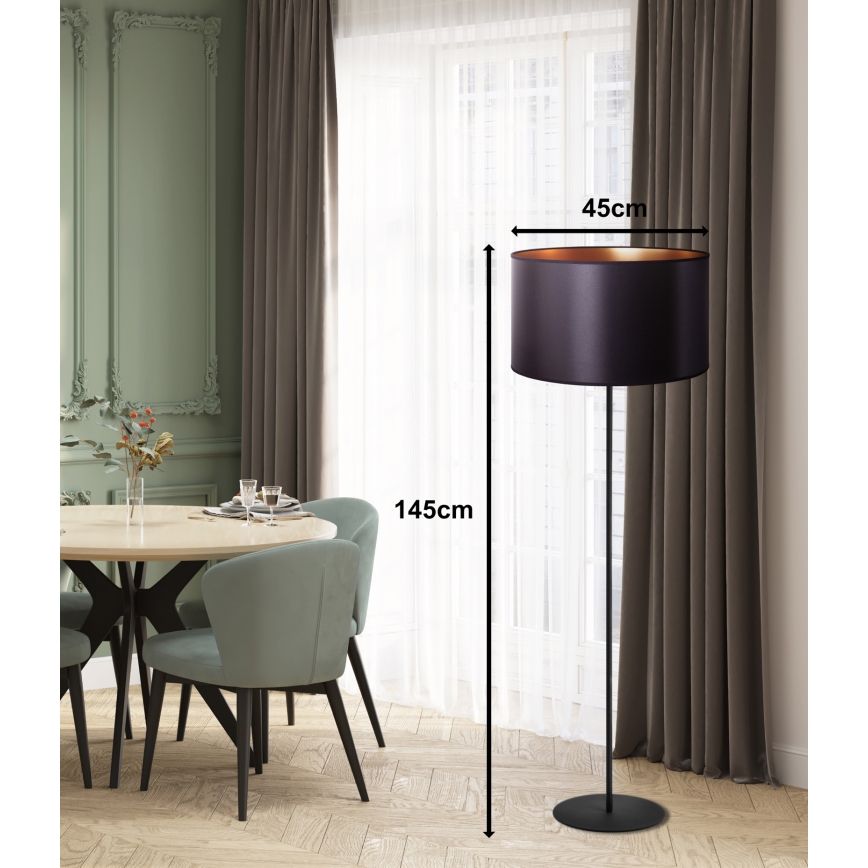 Duolla - Grīdas stāvlampa CANNES 1xE27/15W/230V d. 45 cm melna/varš