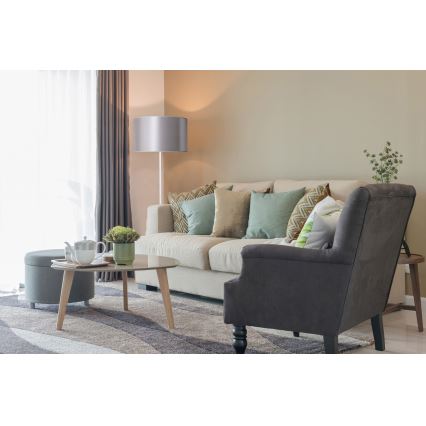 Duolla - Grīdas stāvlampa CANNES 1xE27/15W/230V d. 45 cm sudraba/balta