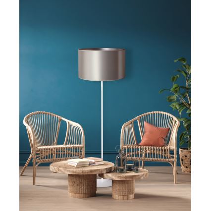 Duolla - Grīdas stāvlampa CANNES 1xE27/15W/230V d. 45 cm sudraba/balta