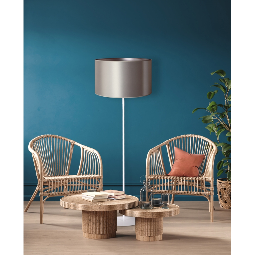 Duolla - Grīdas stāvlampa CANNES 1xE27/15W/230V d. 45 cm sudraba/balta