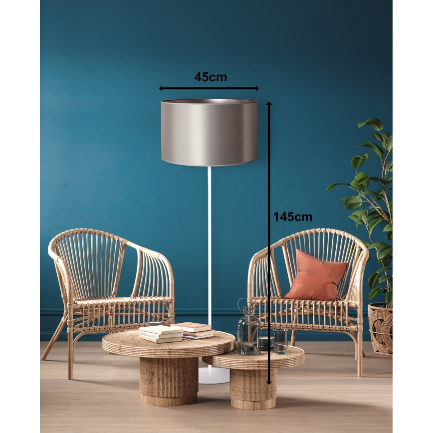Duolla - Grīdas stāvlampa CANNES 1xE27/15W/230V d. 45 cm sudraba/balta