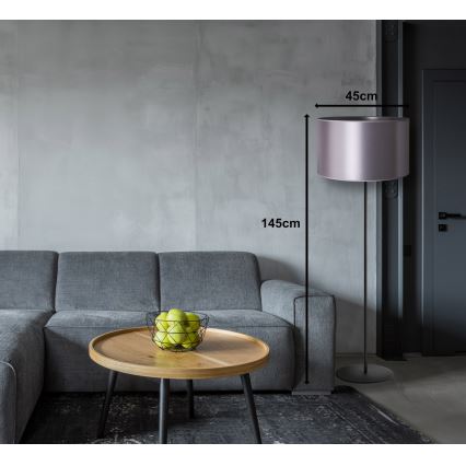 Duolla - Grīdas stāvlampa CANNES 1xE27/15W/230V d. 45 cm sudraba/melna