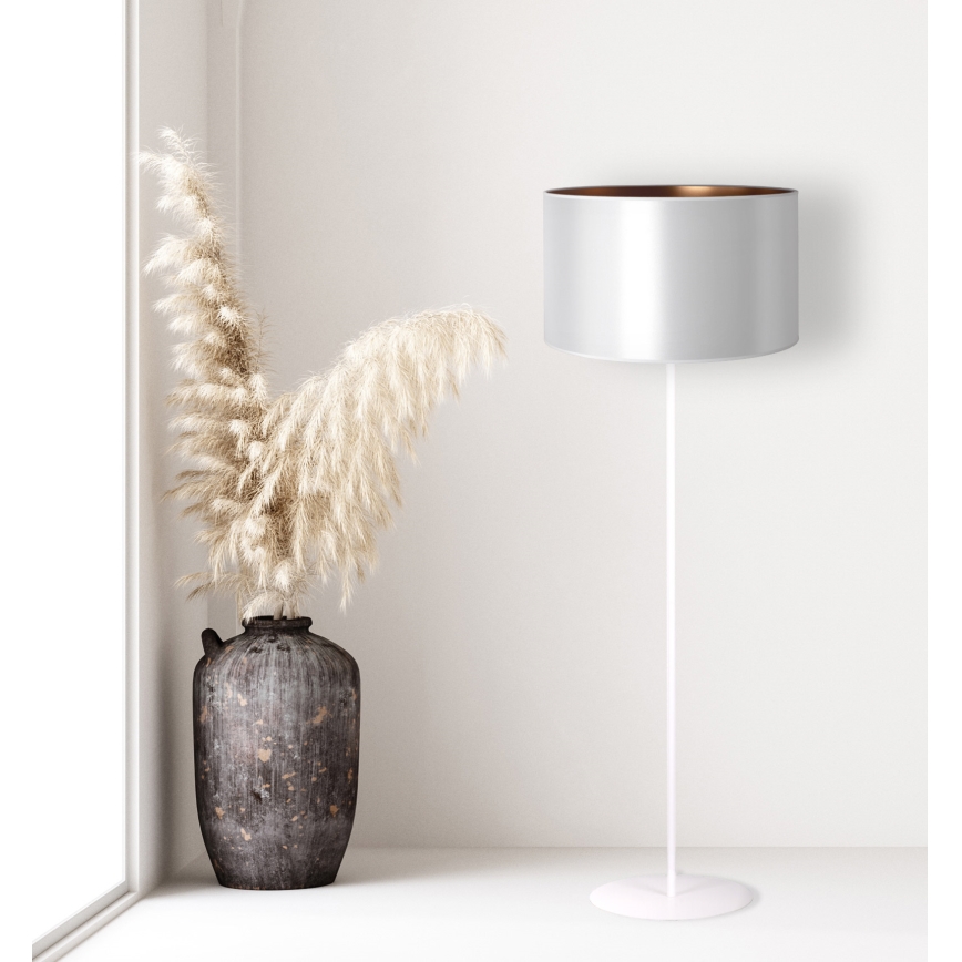 Duolla - Grīdas stāvlampa CANNES 1xE27/15W/230V d. 45 cm sudraba/varš/balta
