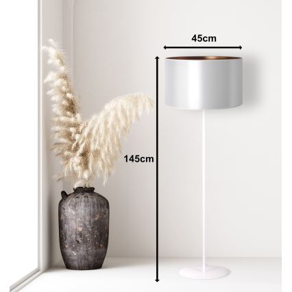 Duolla - Grīdas stāvlampa CANNES 1xE27/15W/230V d. 45 cm sudraba/varš/balta