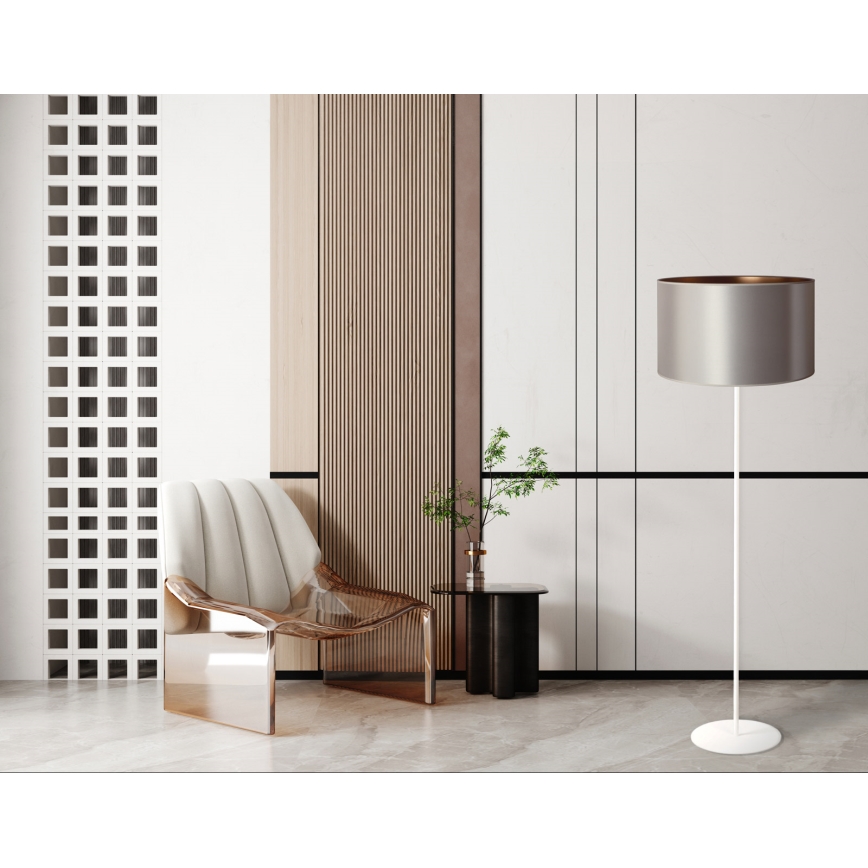 Duolla - Grīdas stāvlampa CANNES 1xE27/15W/230V d. 45 cm sudraba/varš/balta