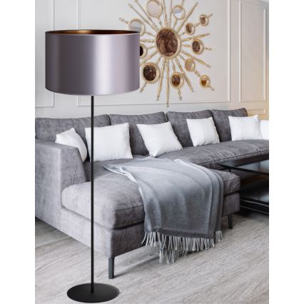 Duolla - Grīdas stāvlampa CANNES 1xE27/15W/230V d. 45 cm sudraba/varš/melna