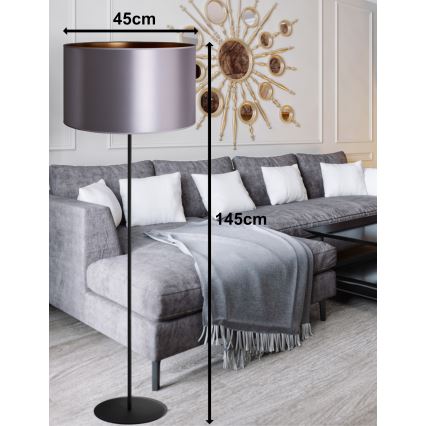 Duolla - Grīdas stāvlampa CANNES 1xE27/15W/230V d. 45 cm sudraba/varš/melna