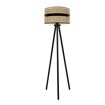 Duolla - Grīdas stāvlampa DUO 1xE27/15W/230V d. 40 cm rotanga/melna