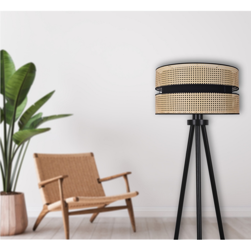 Duolla - Grīdas stāvlampa DUO 1xE27/15W/230V d. 40 cm rotanga/melna