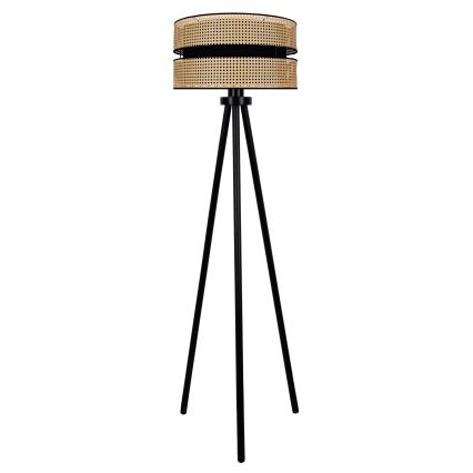 Duolla - Grīdas stāvlampa DUO 1xE27/15W/230V d. 40 cm rotanga/melna