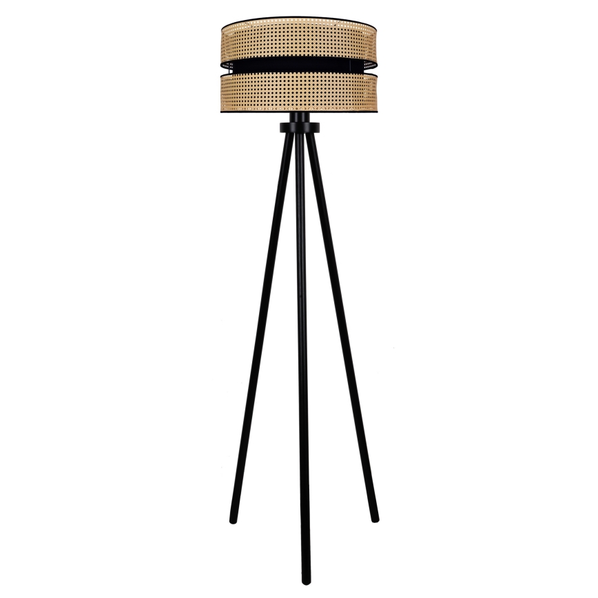Duolla - Grīdas stāvlampa DUO 1xE27/15W/230V d. 40 cm rotanga/melna