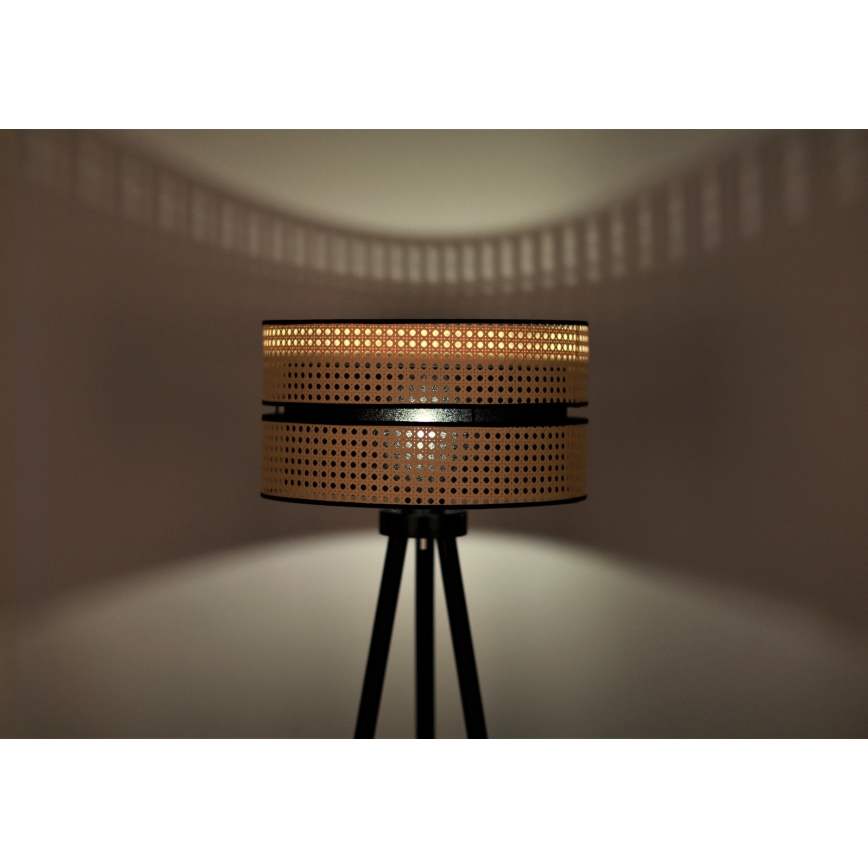 Duolla - Grīdas stāvlampa DUO 1xE27/15W/230V d. 40 cm rotanga/melna