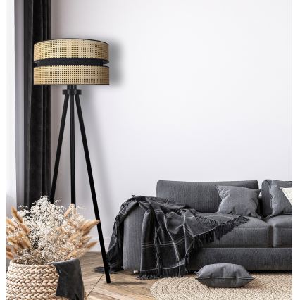 Duolla - Grīdas stāvlampa DUO 1xE27/15W/230V d. 40 cm rotanga/melna
