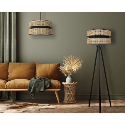 Duolla - Grīdas stāvlampa DUO 1xE27/15W/230V d. 40 cm rotanga/melna